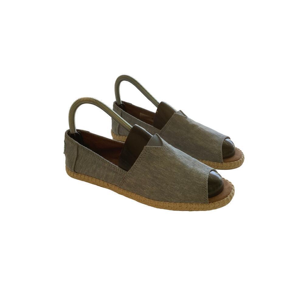 TOMS Women's Denim Open Peep Toe Espadrilles Flats Sz  7.5
